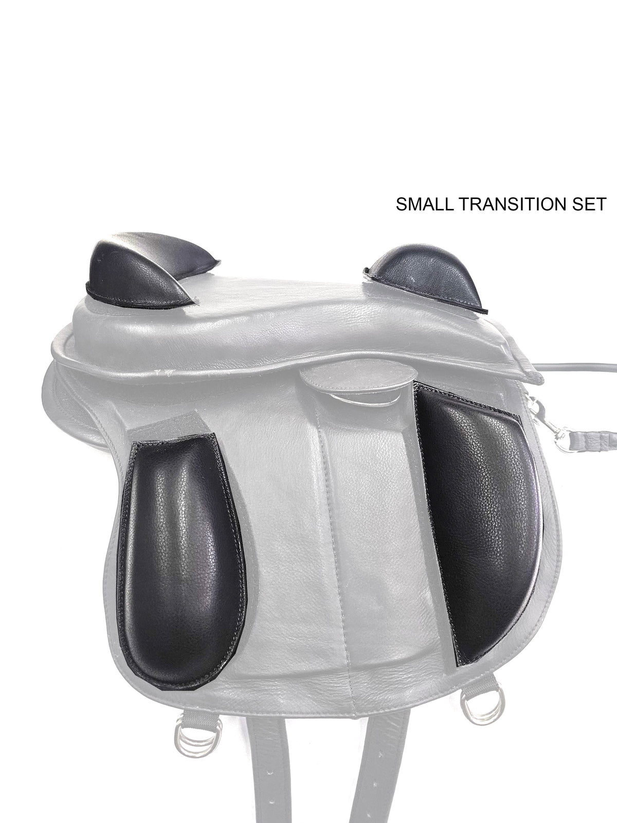 Inky Dinky Saddle with Small Transition Set - black leather pommel and cantle for adjustable child saddle