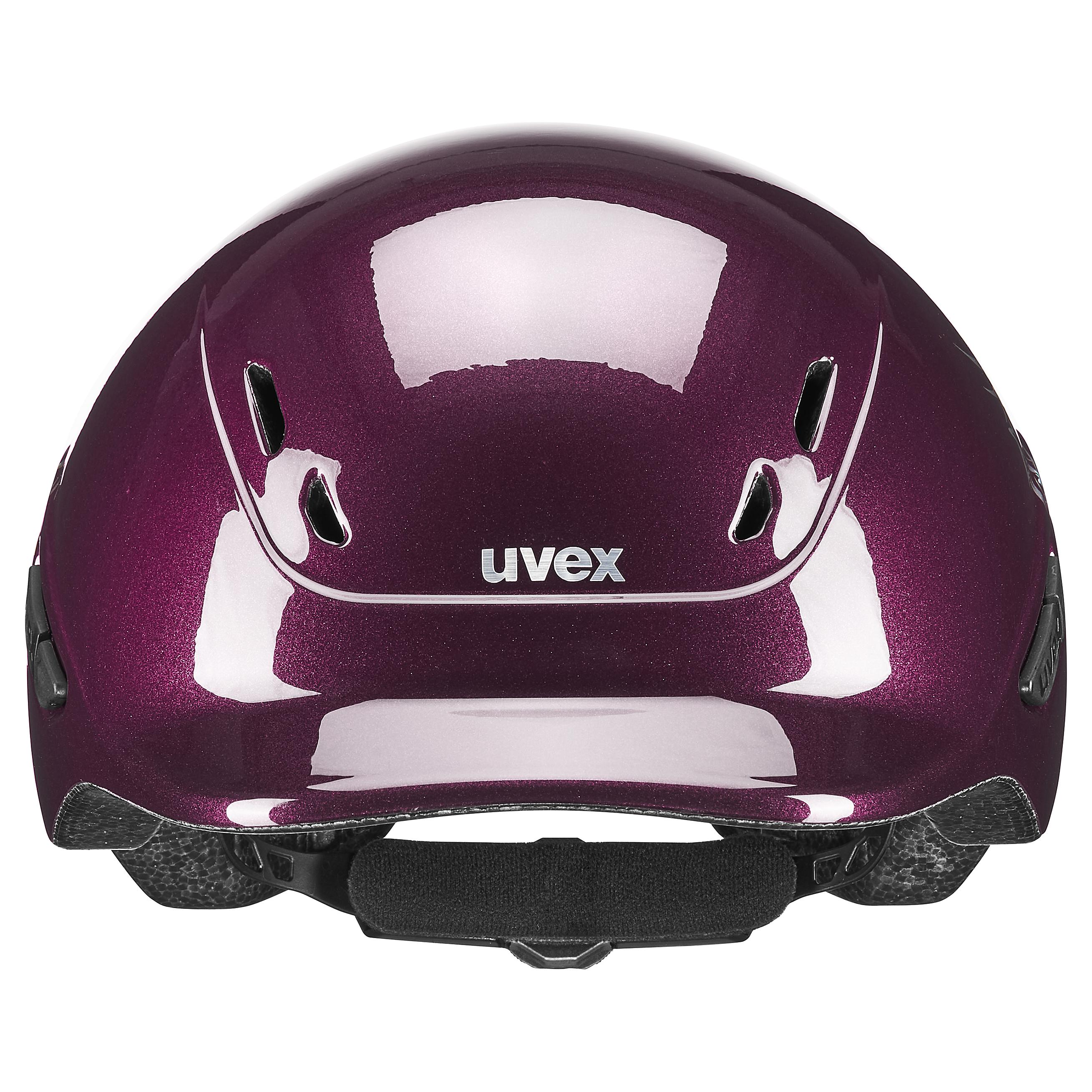 Uvex - Lesklý květ burgundská - Nastavitelná dětská jezdecká přilba velikost 49-54 cm